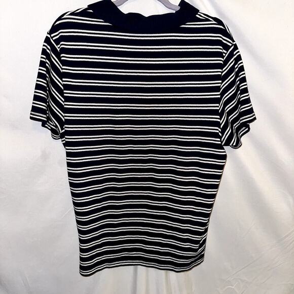 Michael Kors Men's Striped Short Sleeve Polo Blue Multi Size Large Spread Collar - Picture 5 of 9